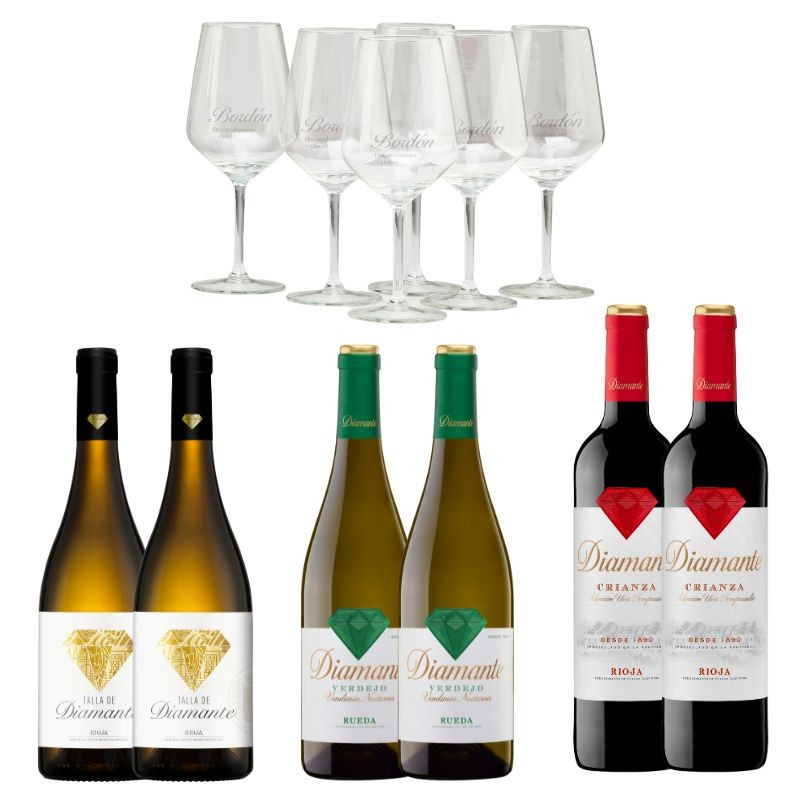 Talla de Diamante + Diamante Verdejo + Diamante Crianza + Copas Talla de Diamante + Diamante Verdejo + Diamante Crianza + Copas
