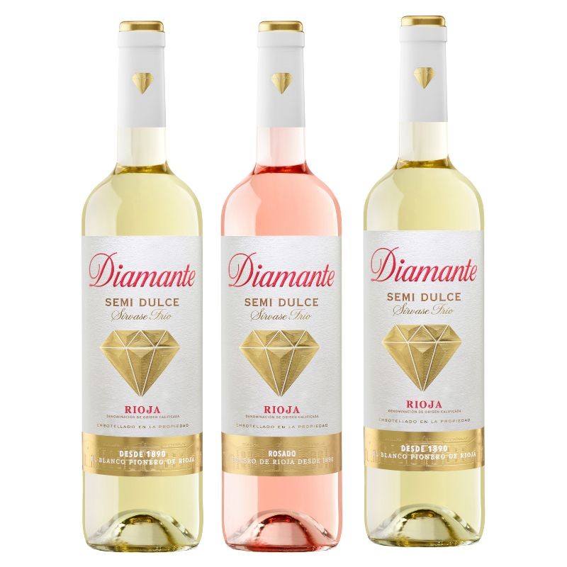 Todo Diamante: 2 Diamante Blanco semi dulce + 1 Diamante Rosado semi dulce