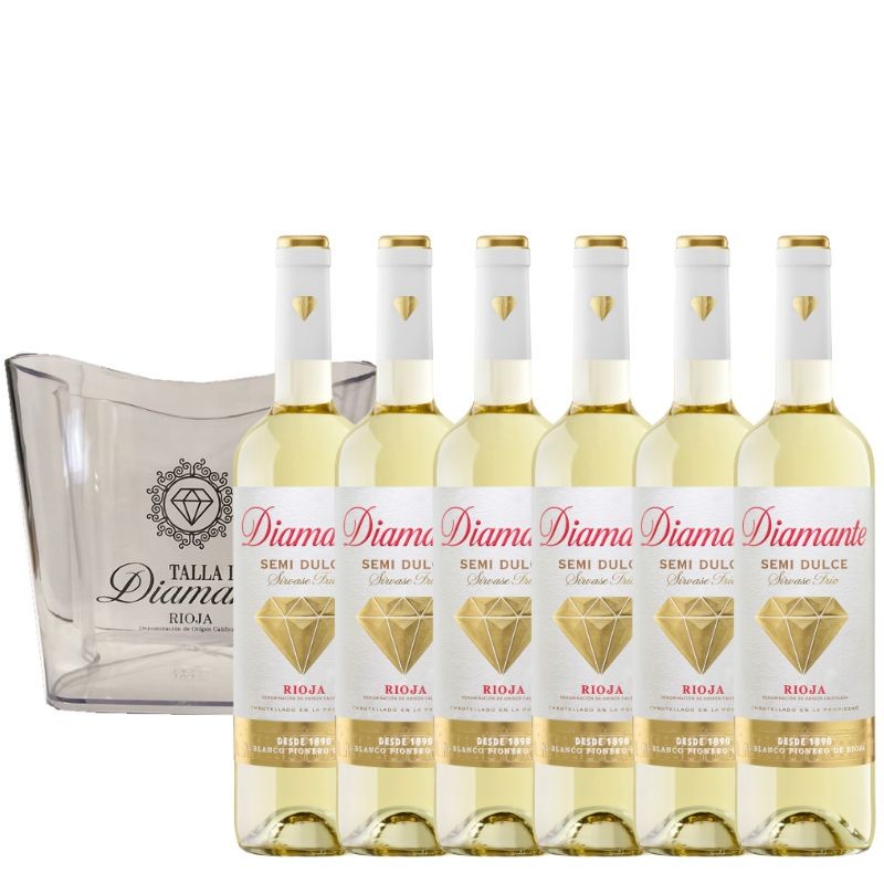 Pack 6 bot. Diamante Blanco Semi dulce + Cubitera