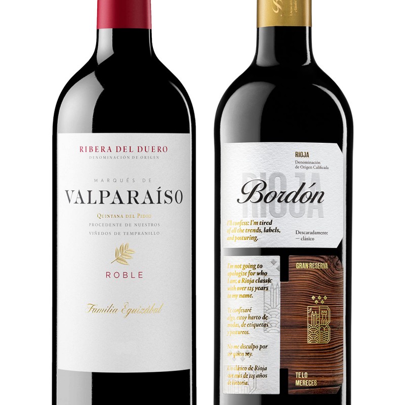 Pack 3 bot. Valparaíso Roble + 3 bot. Bordón Gran Reserva Pack 3 bot. Valparaíso Roble + 3 bot. Bordón Gran Reserva